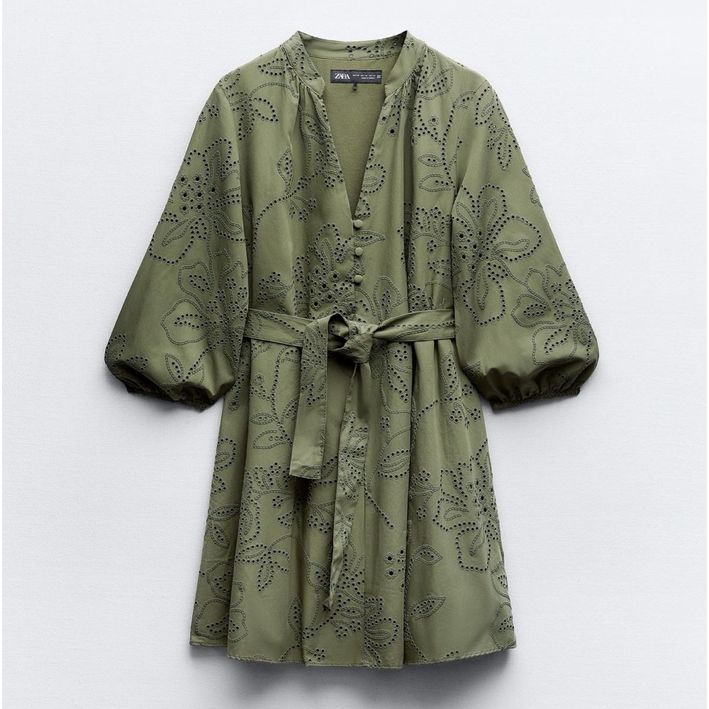 Zara rubberized openwork embroidery dress